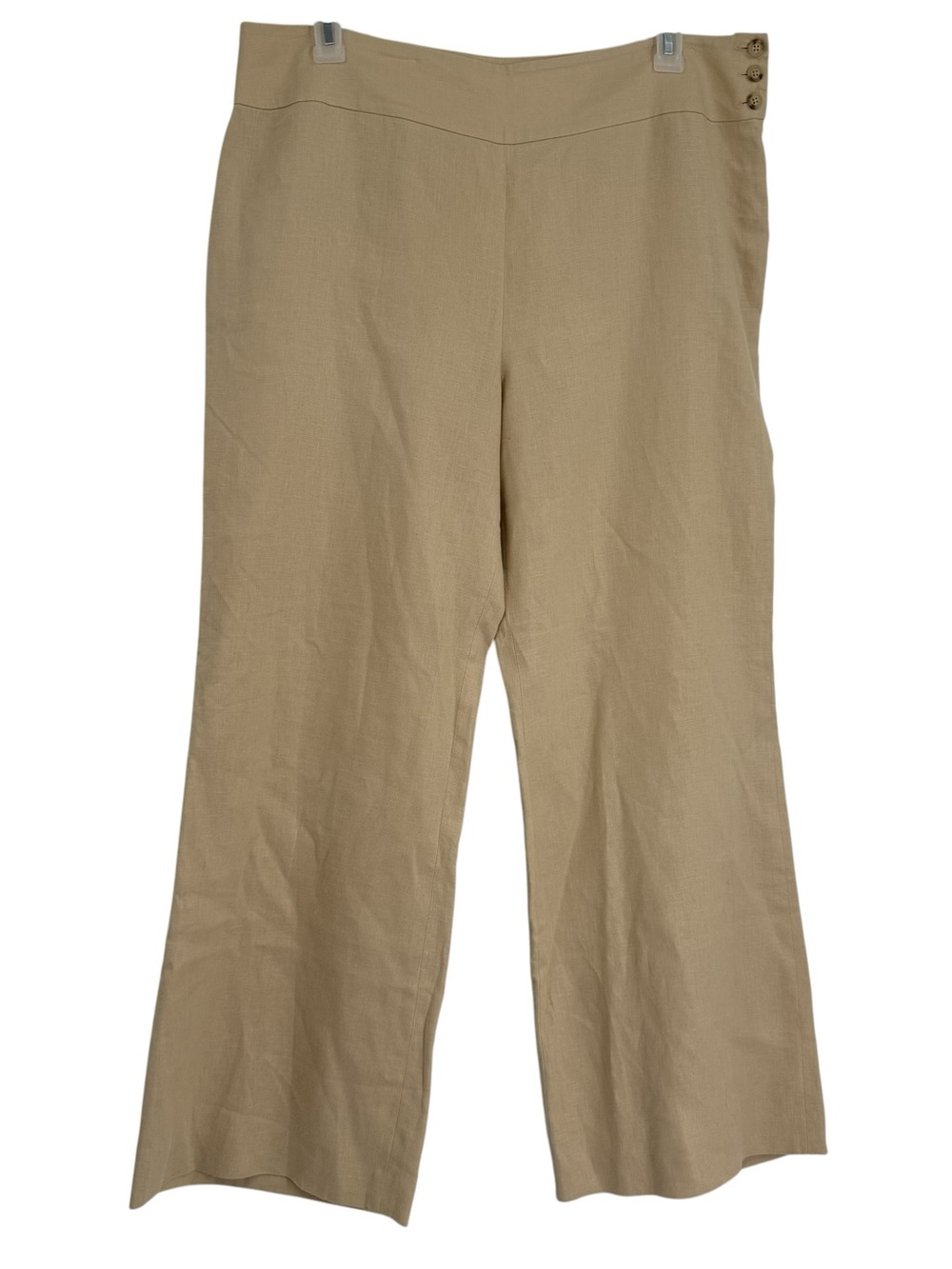 Lauren Ralph Lauren Pants Women Size 16 Tan Linen Wide Leg Lined Dress Trousers